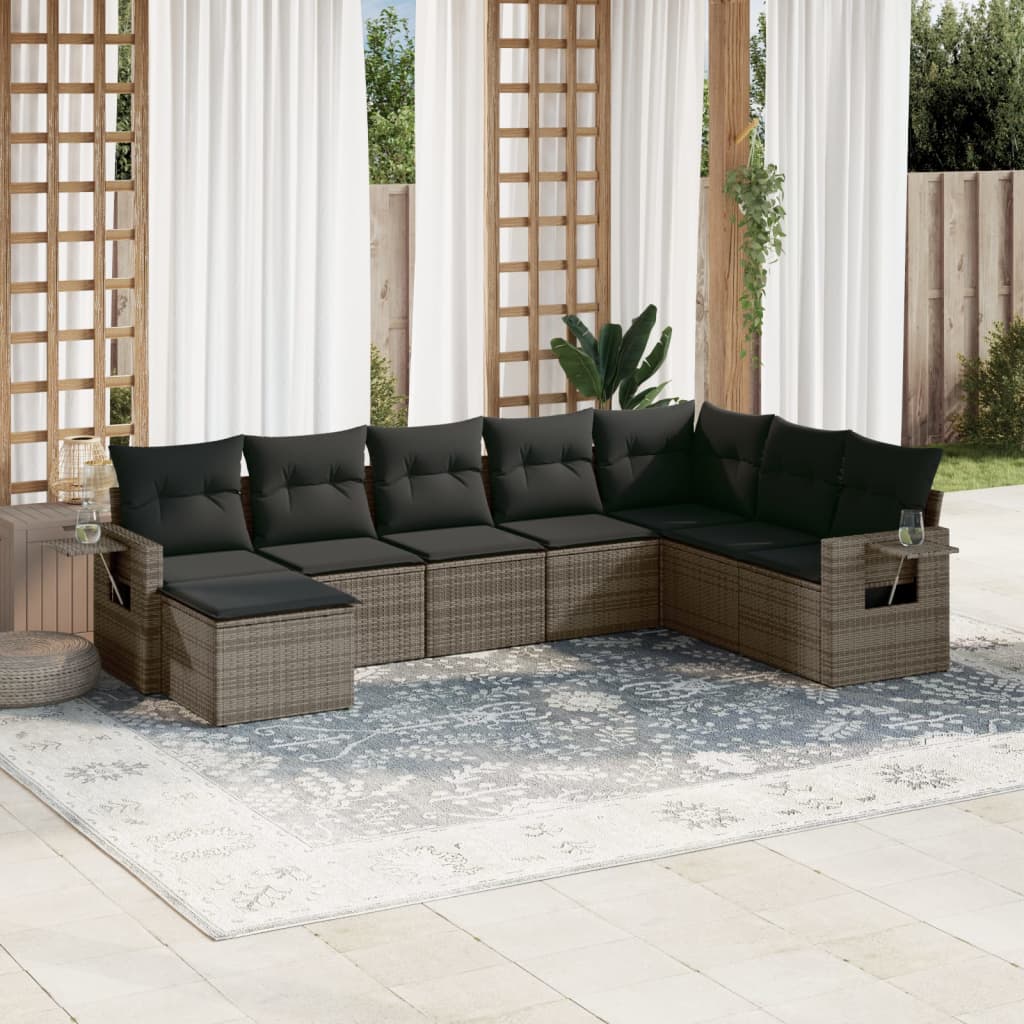 sofasæt til haven 8 dele med hynder polyrattan grå