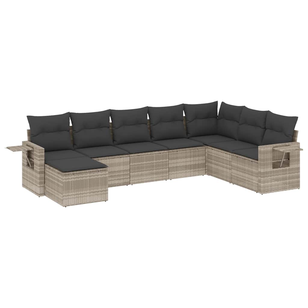 sofasæt til haven 8 dele med hynder polyrattan lysegrå