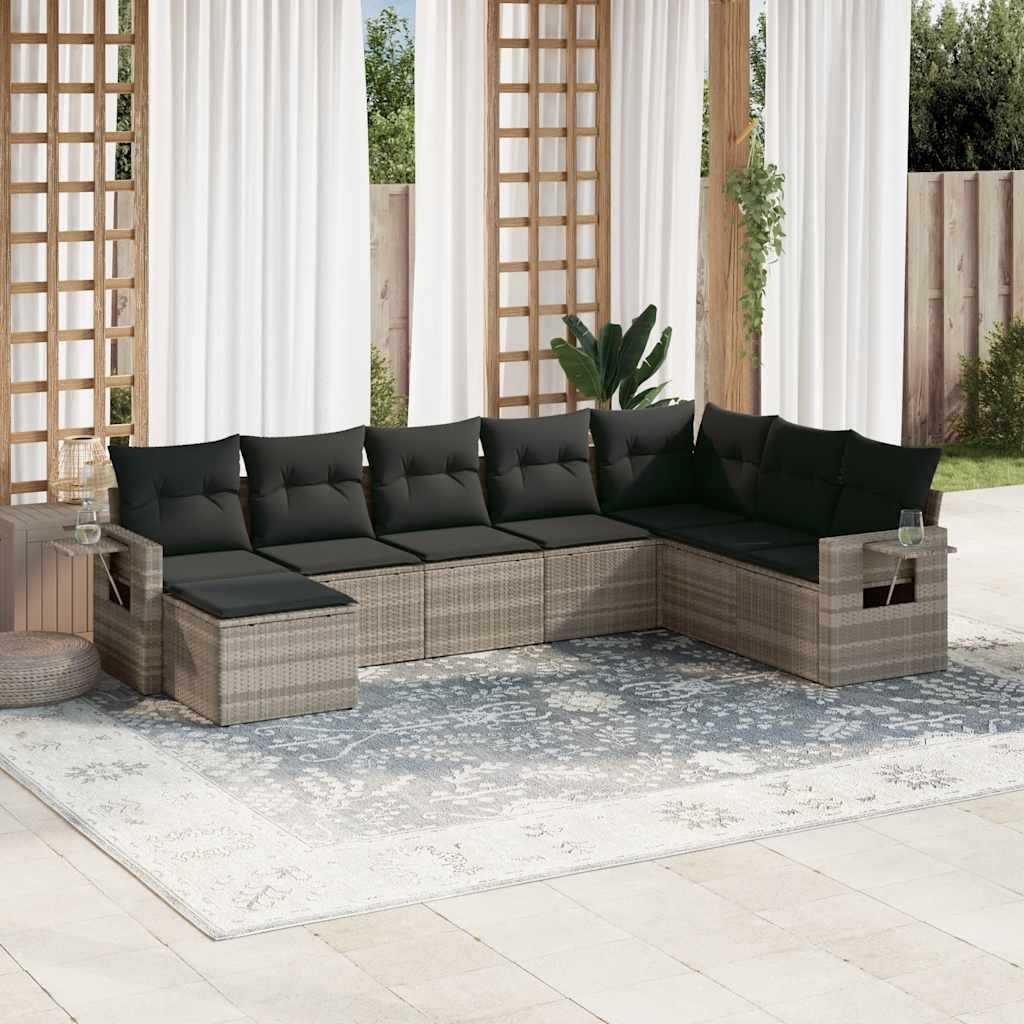 sofasæt til haven 8 dele med hynder polyrattan lysegrå