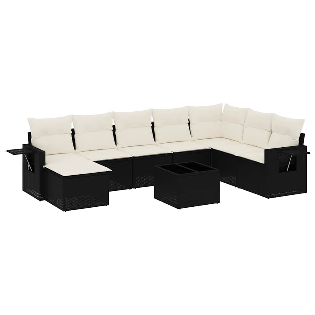 sofasæt til haven 9 dele med hynder polyrattan sort