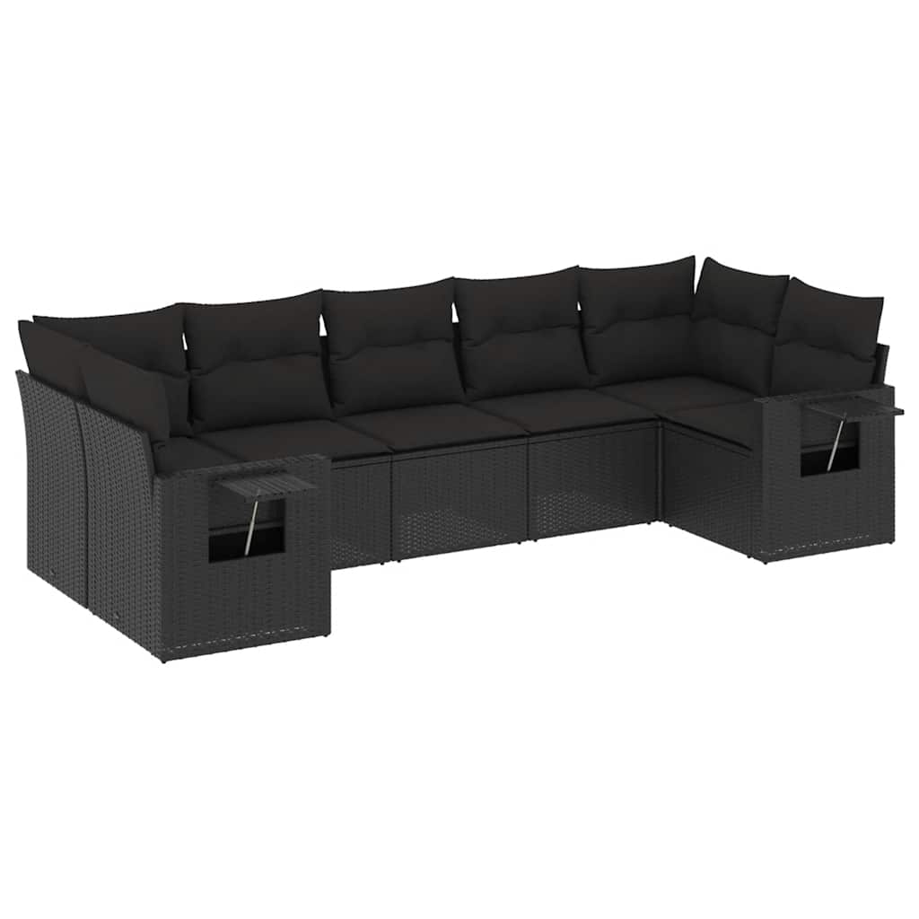 sofasæt til haven 7 dele med hynder polyrattan sort