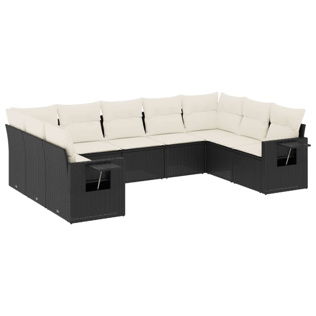 sofasæt til haven 9 dele med hynder polyrattan sort