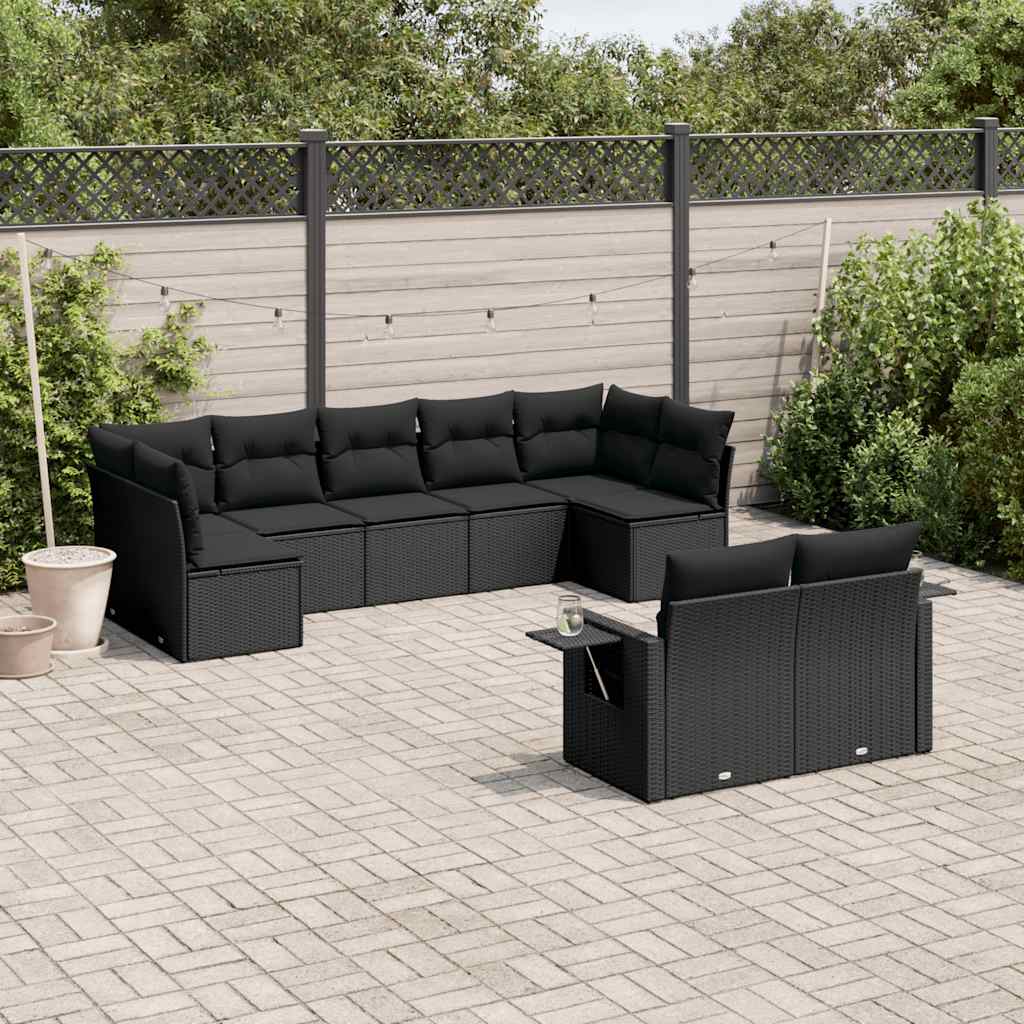 sofasæt til haven 9 dele med hynder polyrattan sort