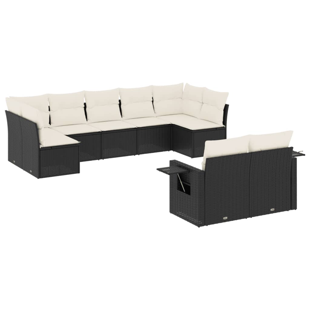 sofasæt til haven 9 dele med hynder polyrattan sort