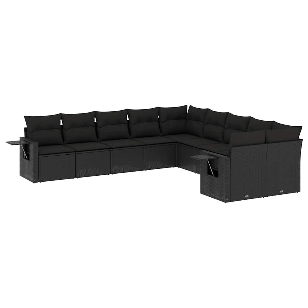 sofasæt til haven 10 dele med hynder polyrattan sort