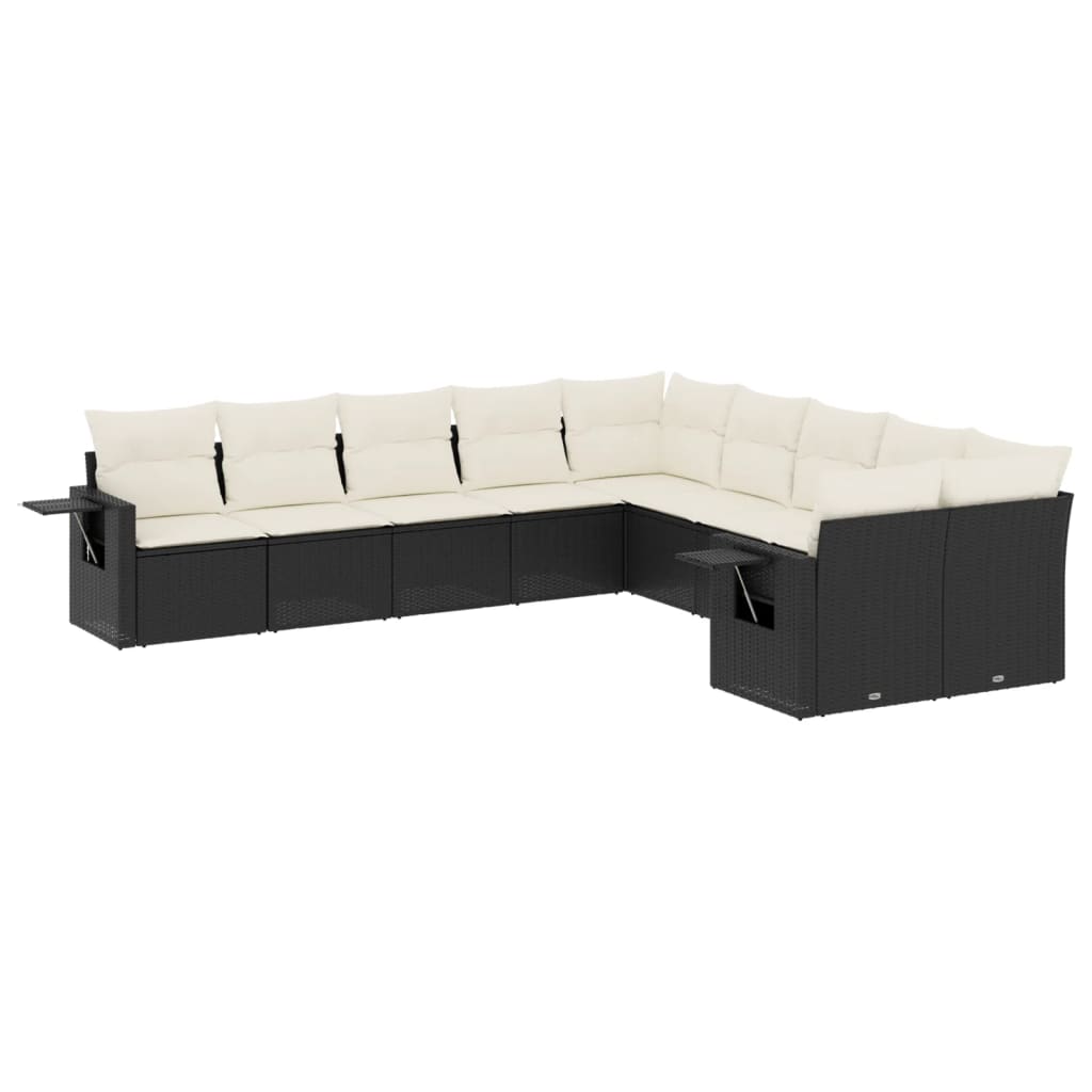 sofasæt til haven 10 dele med hynder polyrattan sort