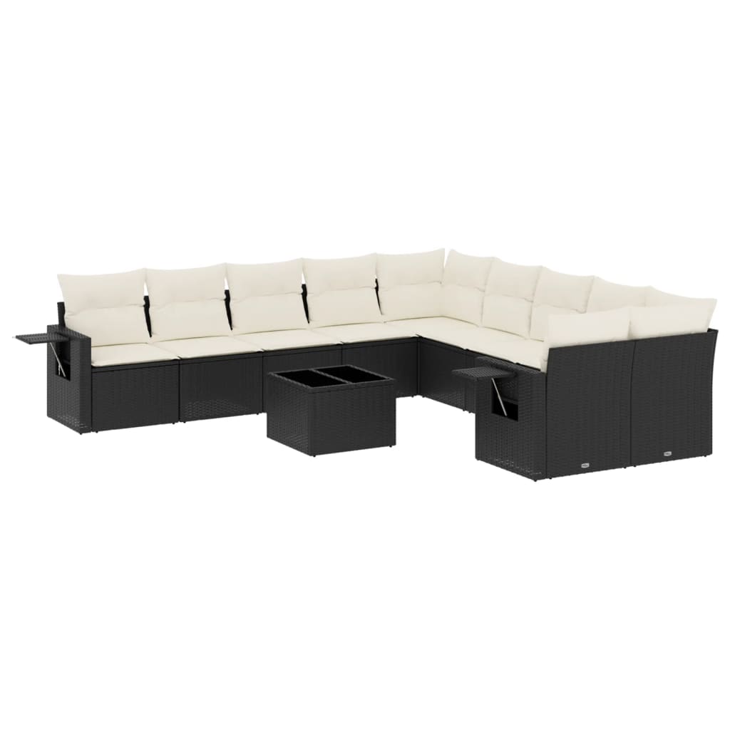 sofasæt til haven 11 dele med hynder polyrattan sort