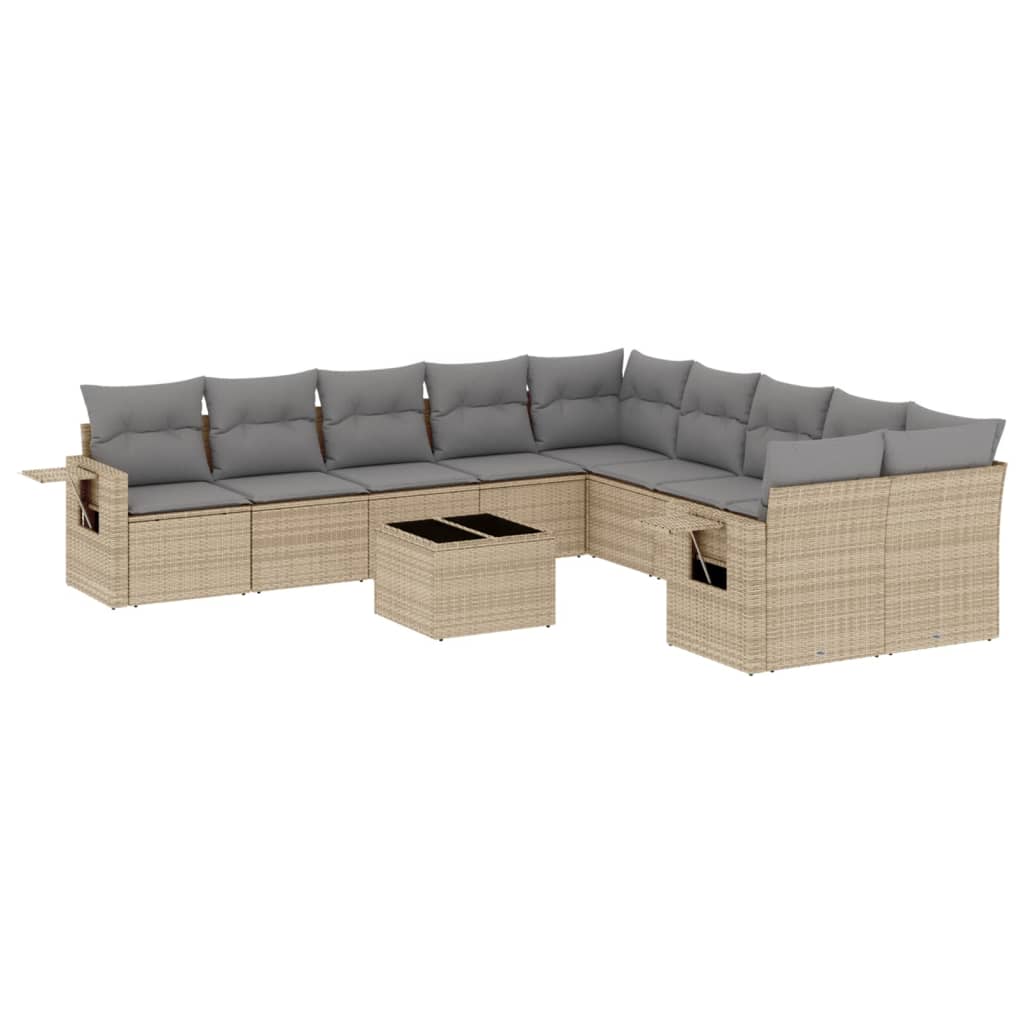 sofasæt til haven 11 dele med hynder polyrattan beige