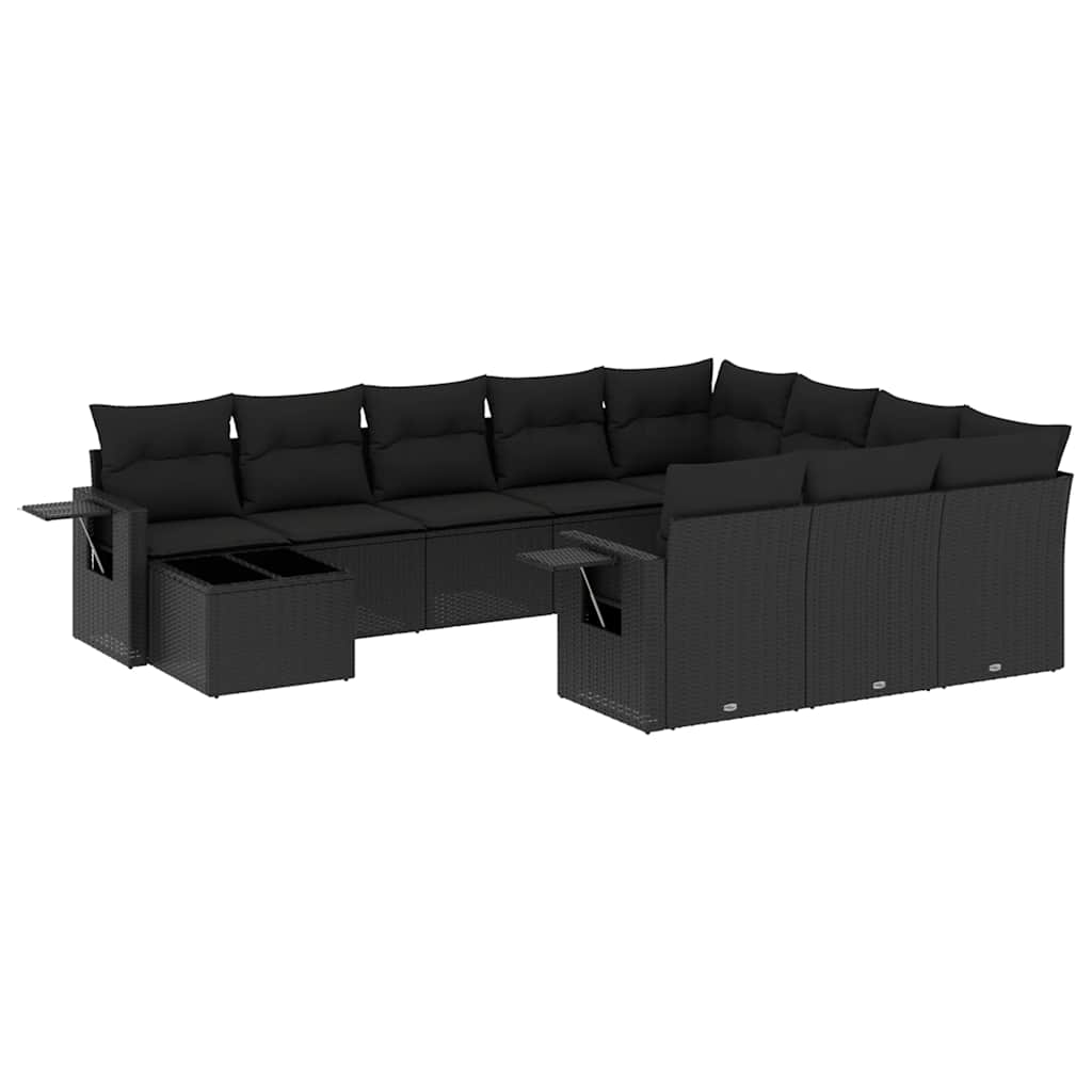 sofasæt til haven 11 dele med hynder polyrattan sort