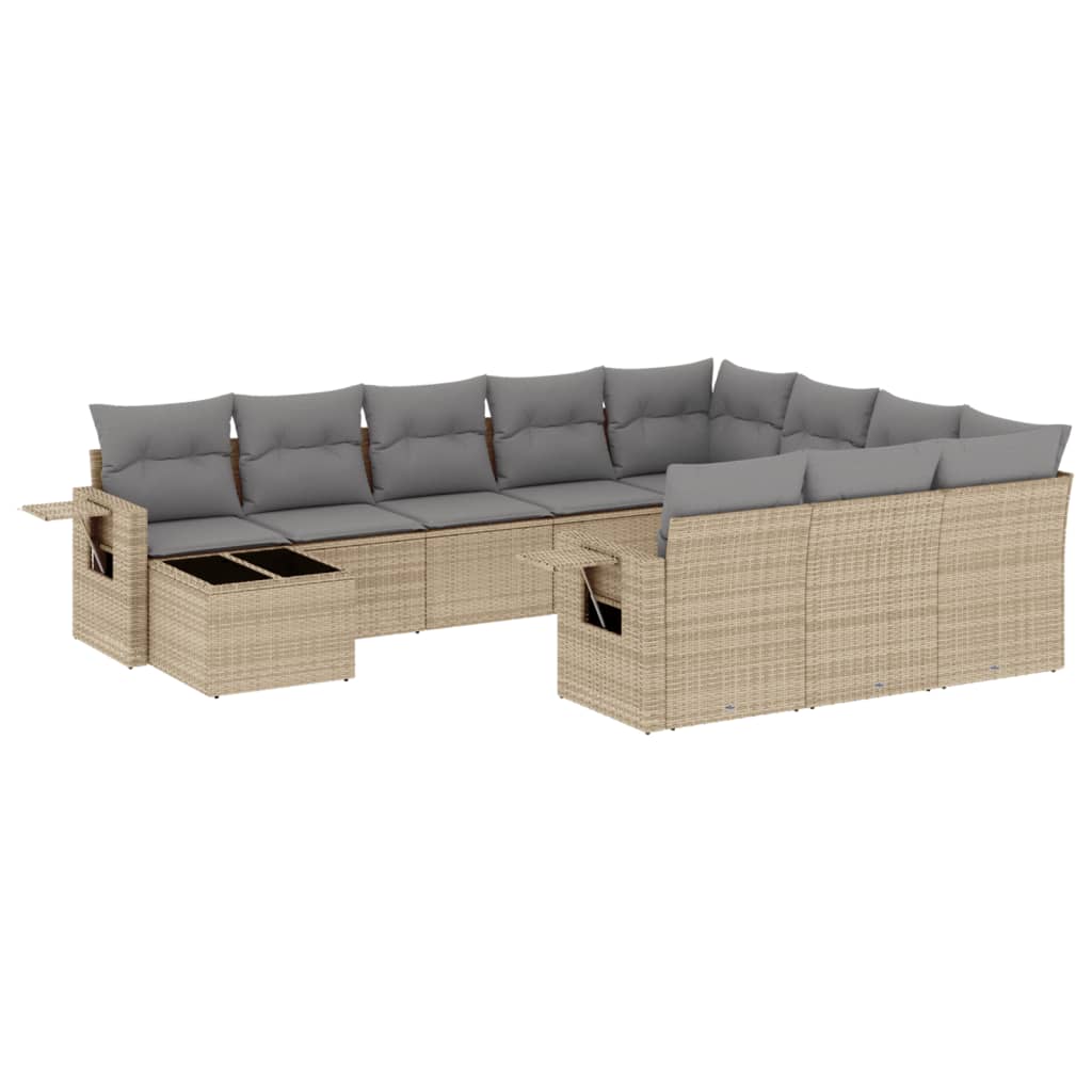 sofasæt til haven 11 dele med hynder polyrattan beige