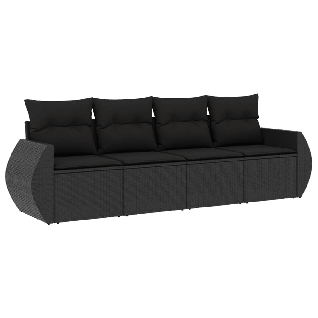 sofasæt til haven 4 dele med hynder polyrattan sort