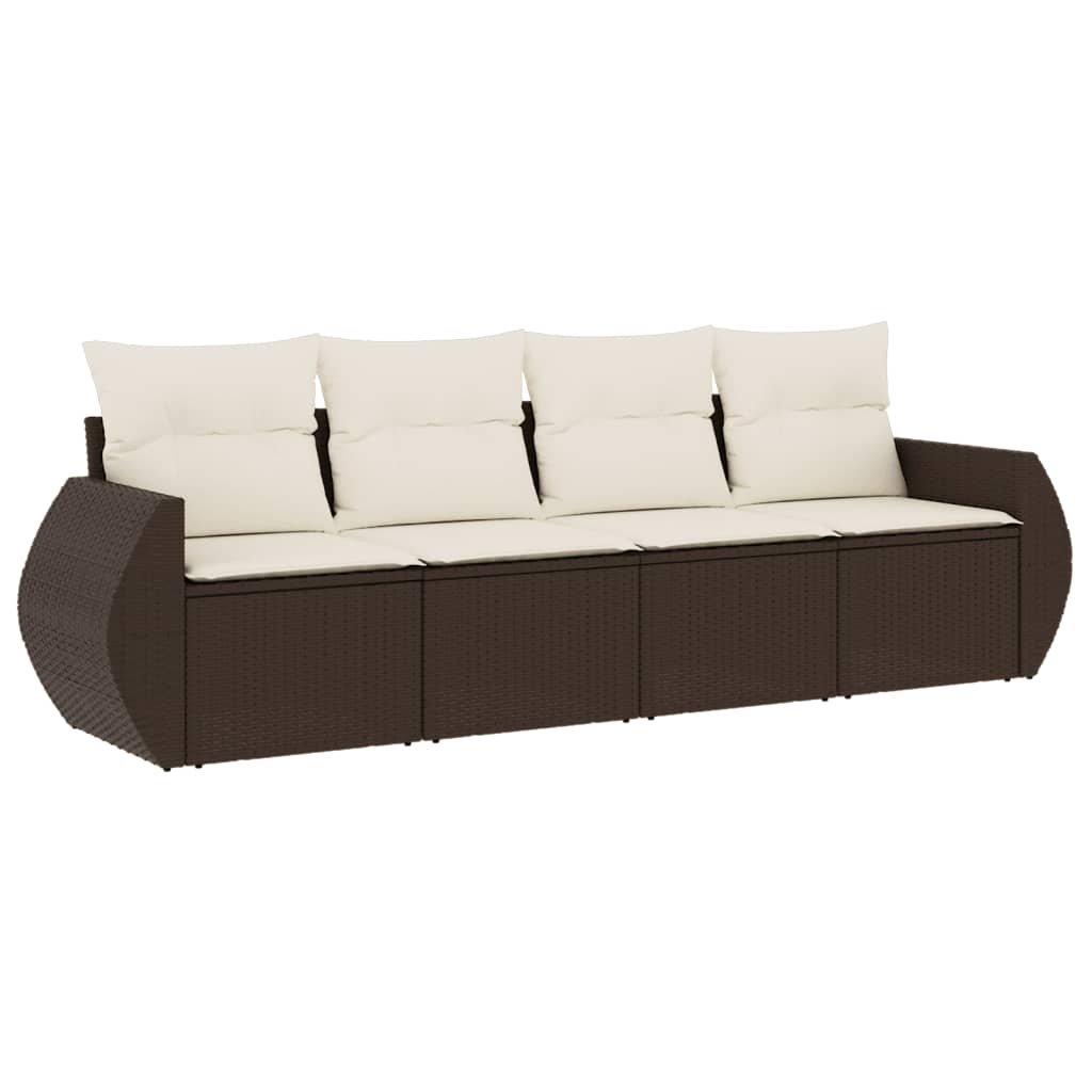sofasæt til haven 4 dele med hynder polyrattan brun