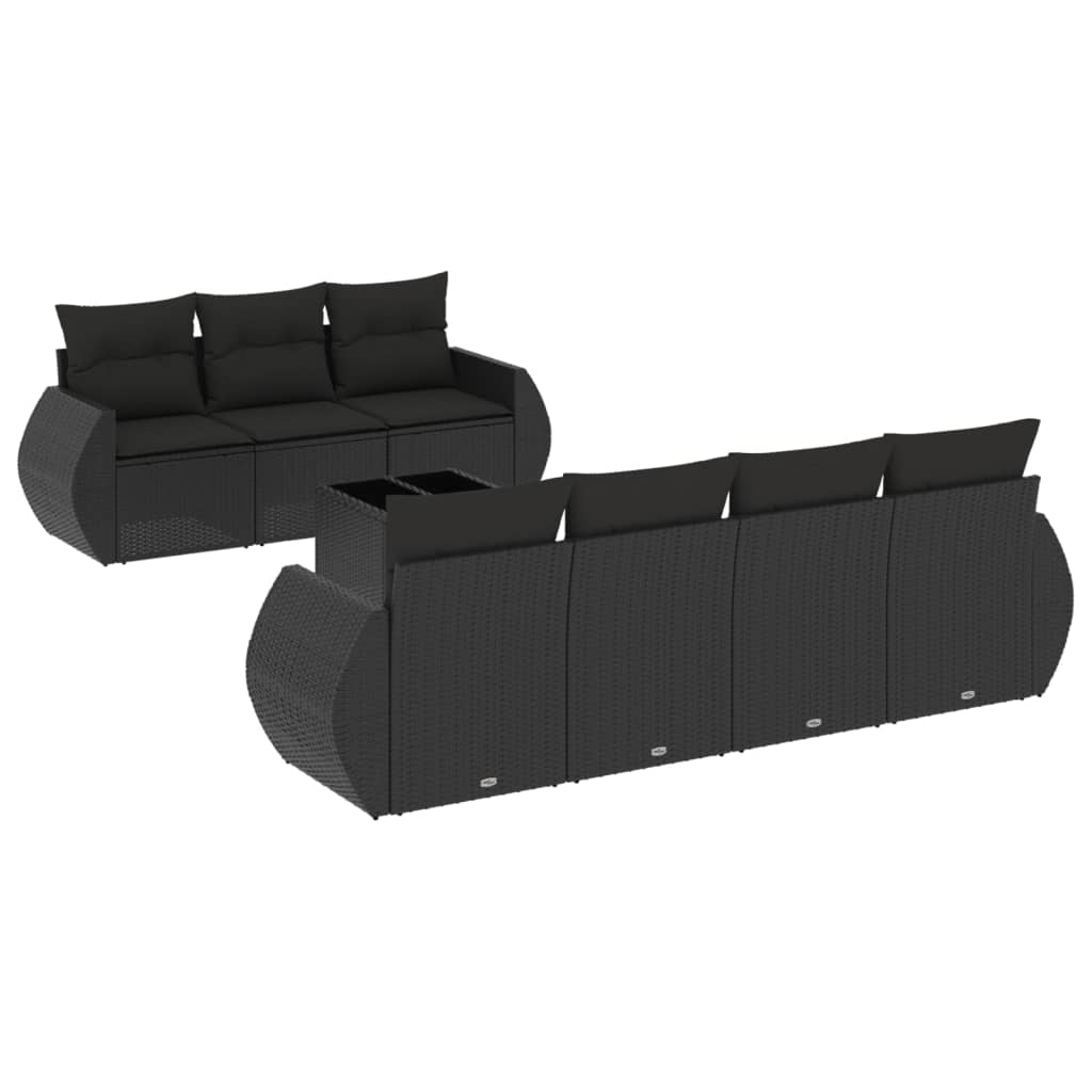 sofasæt til haven 8 dele med hynder polyrattan sort