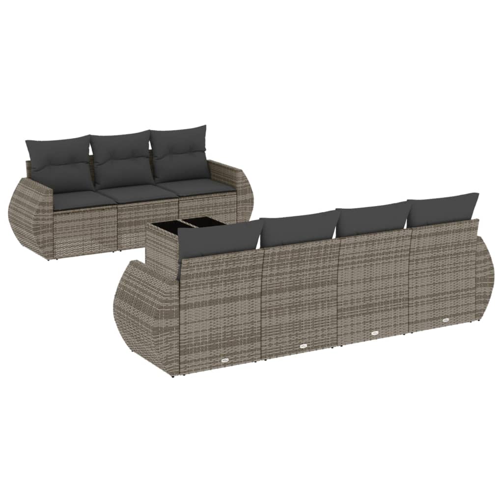 sofasæt til haven 8 dele med hynder polyrattan grå