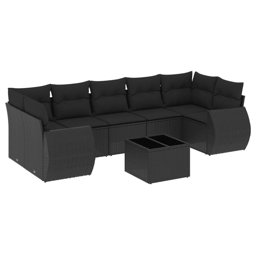 sofasæt til haven 8 dele med hynder polyrattan sort