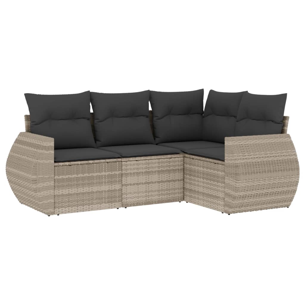 sofasæt til haven 4 dele med hynder polyrattan lysegrå