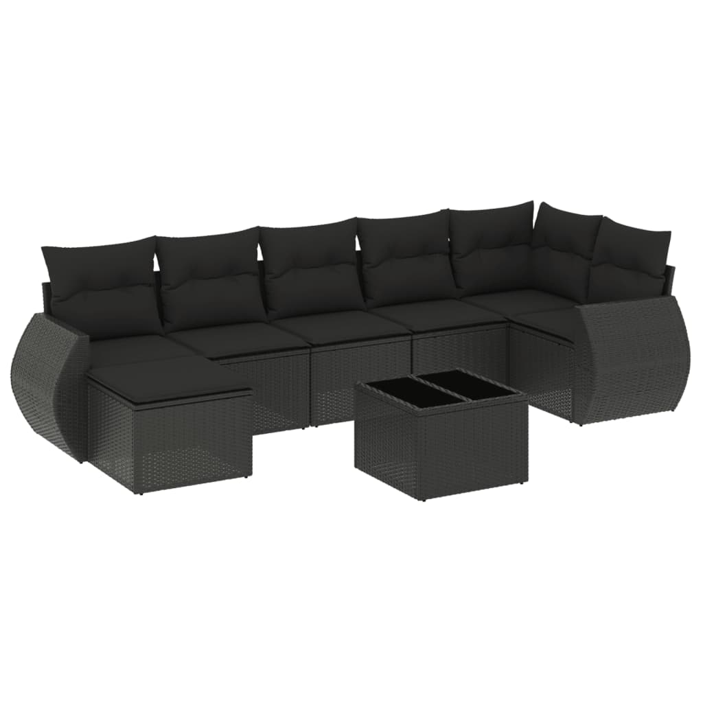sofasæt til haven 8 dele med hynder polyrattan sort