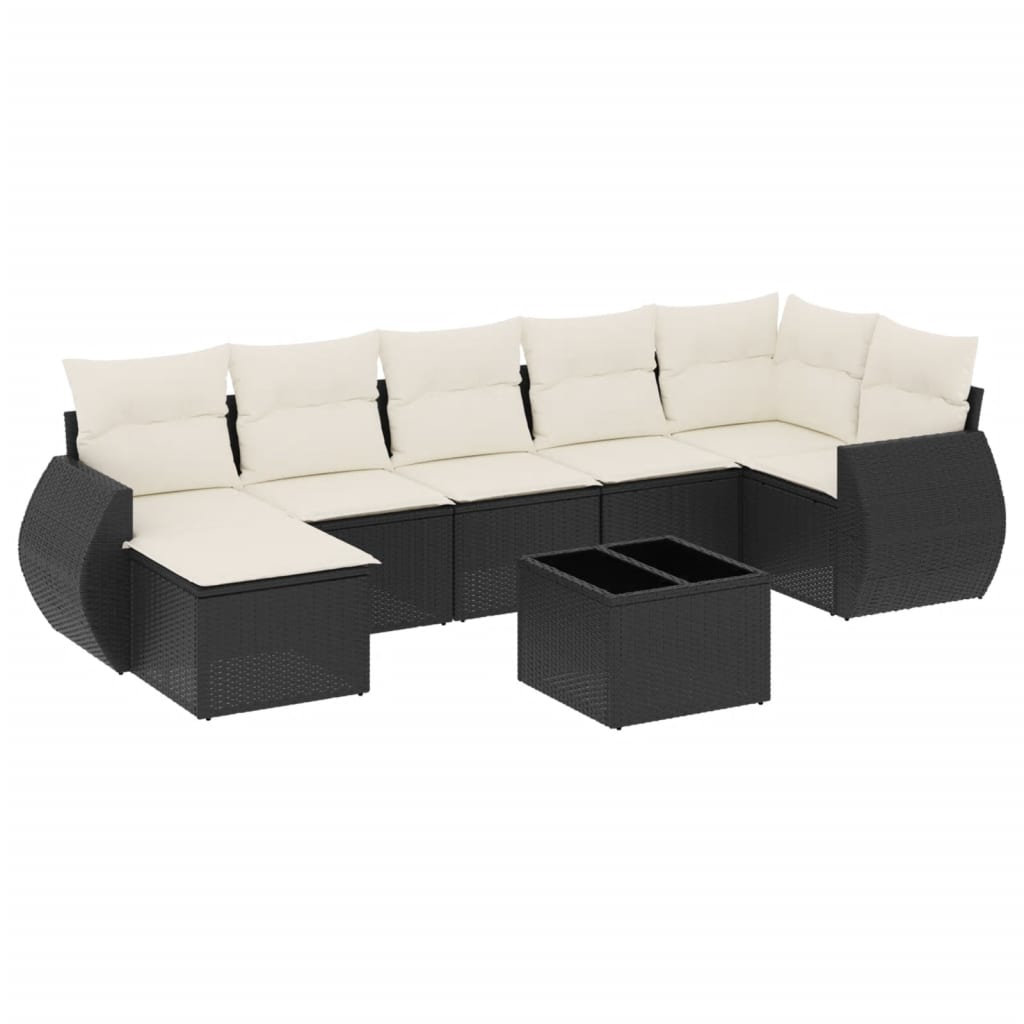 sofasæt til haven 8 dele med hynder polyrattan sort