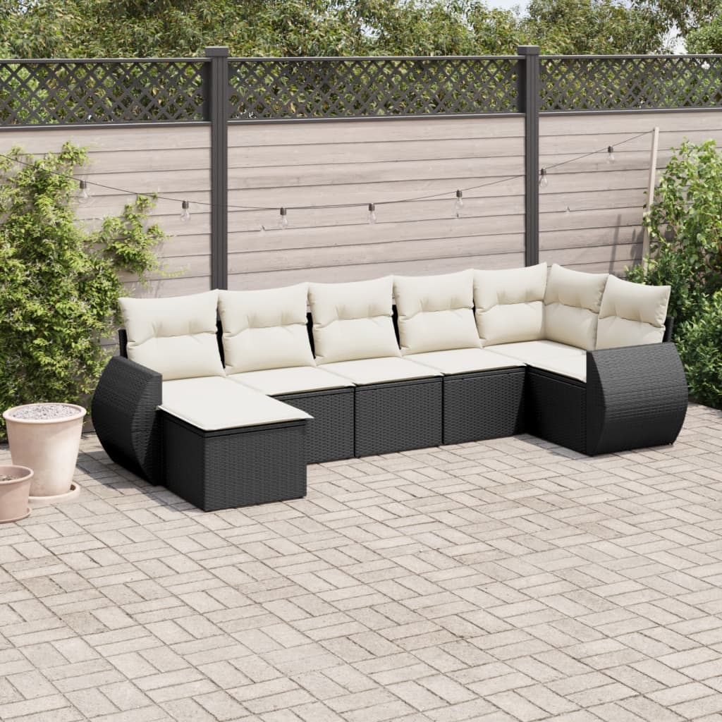 sofasæt til haven 8 dele med hynder polyrattan sort
