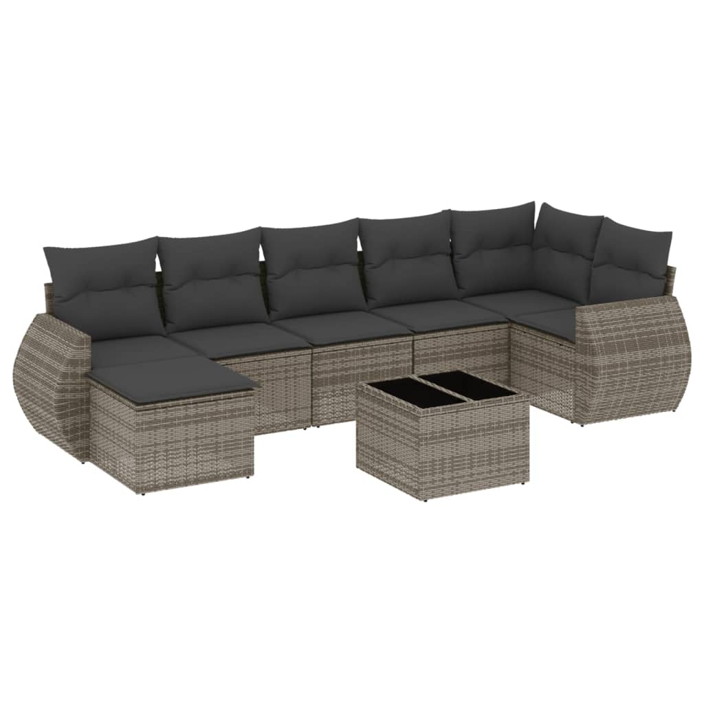 sofasæt til haven 8 dele med hynder polyrattan grå
