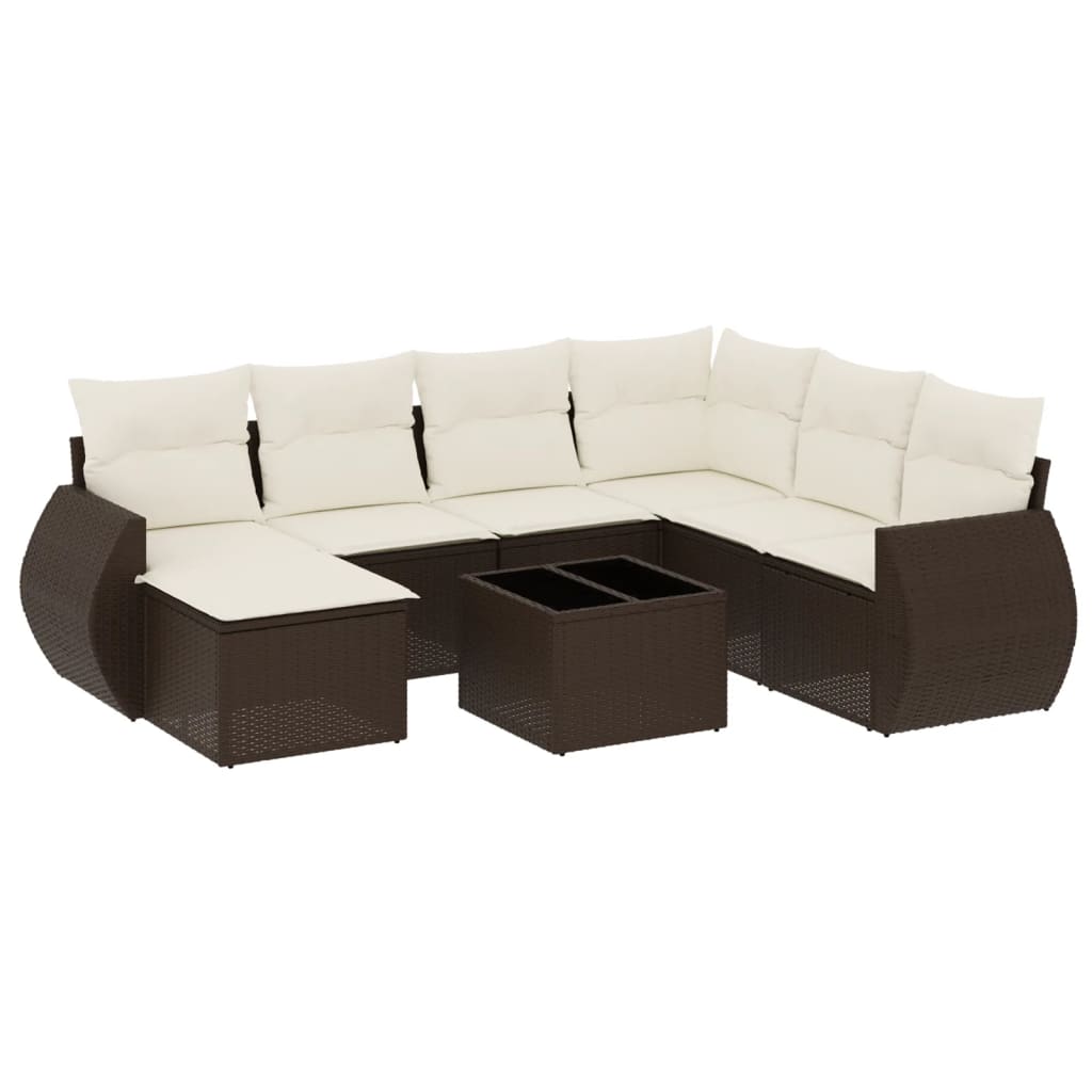 sofasæt til haven 8 dele med hynder polyrattan brun