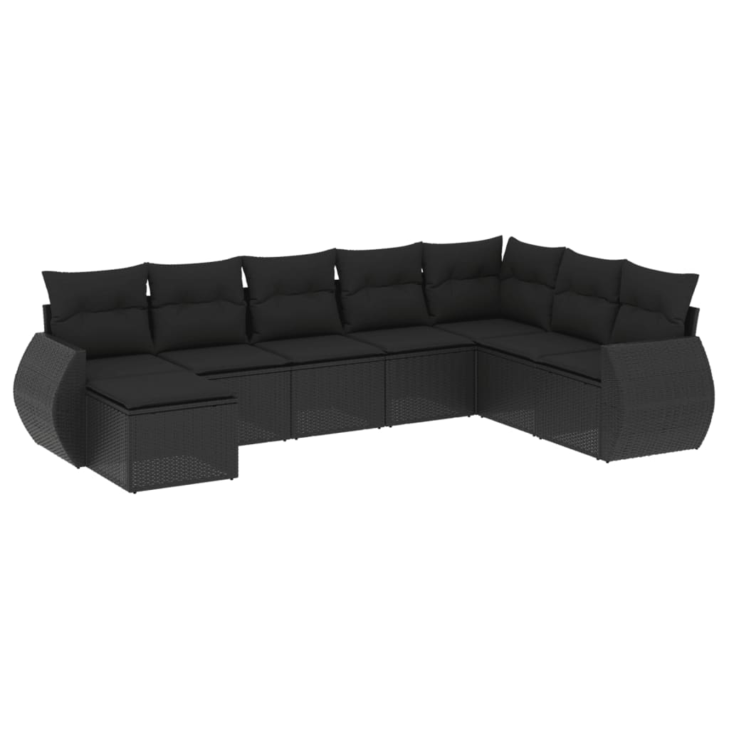 sofasæt til haven 8 dele med hynder polyrattan sort