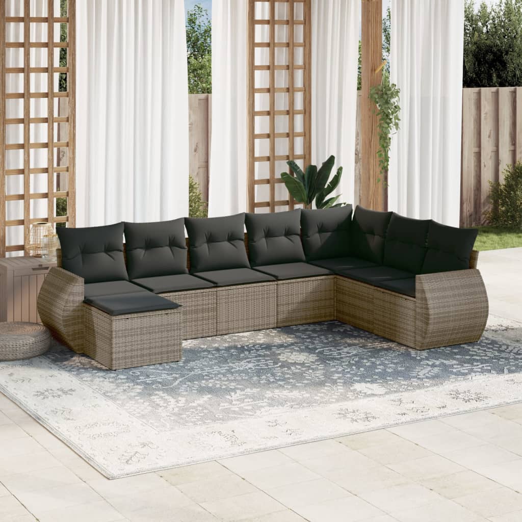 sofasæt til haven 8 dele med hynder polyrattan grå