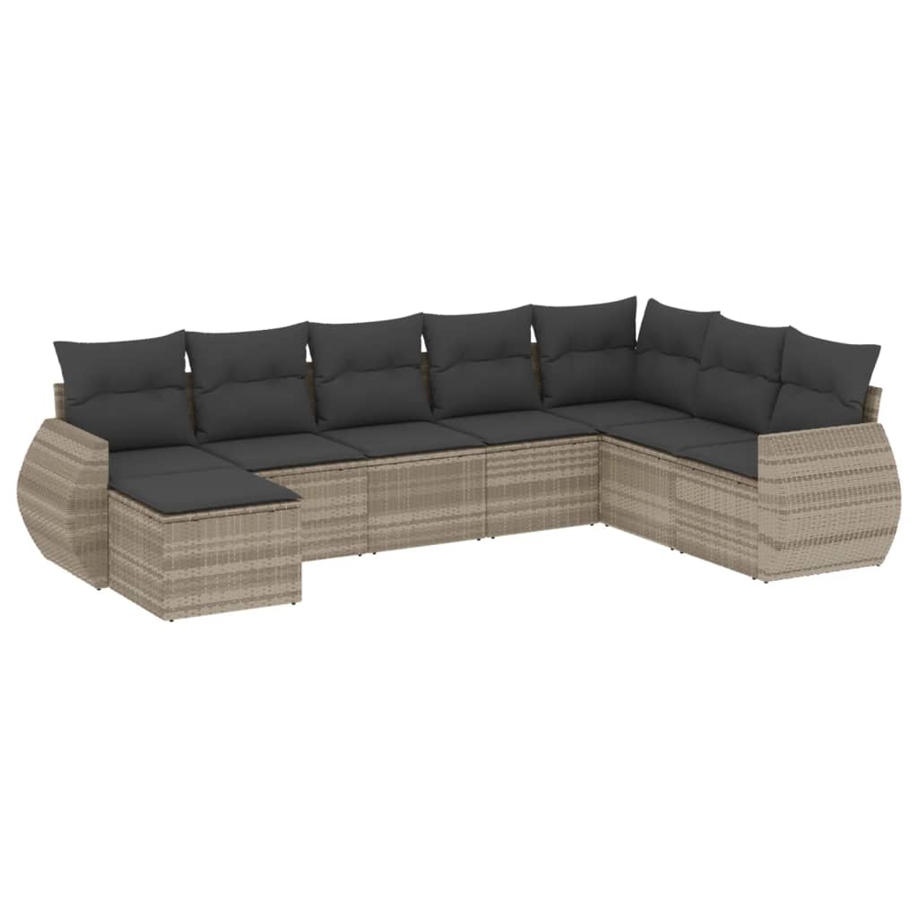 sofasæt til haven 8 dele med hynder polyrattan lysegrå