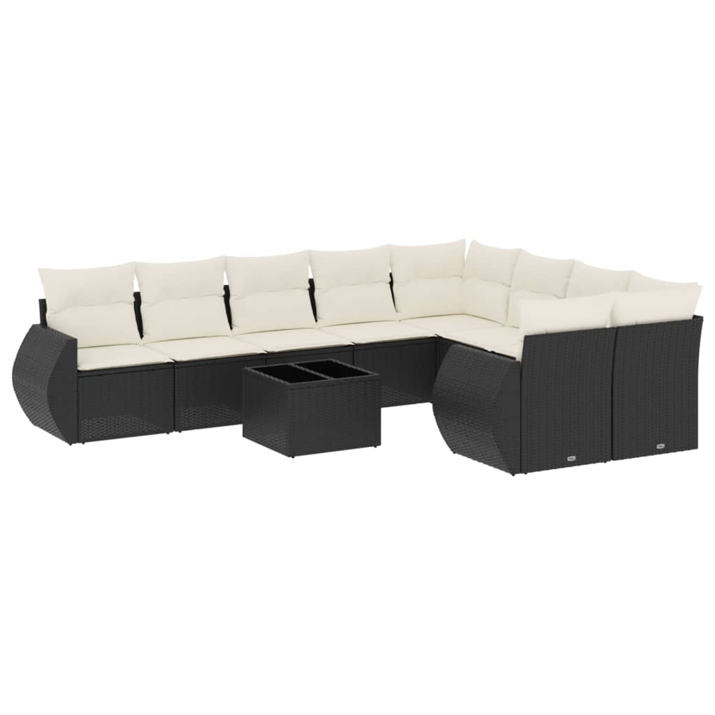 sofasæt til haven 10 dele med hynder polyrattan sort