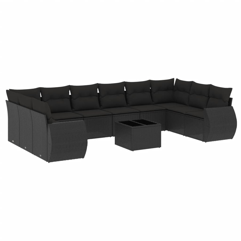 sofasæt til haven 11 dele med hynder polyrattan sort
