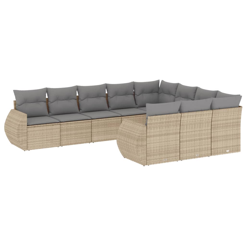 sofasæt til haven 10 dele med hynder polyrattan beige