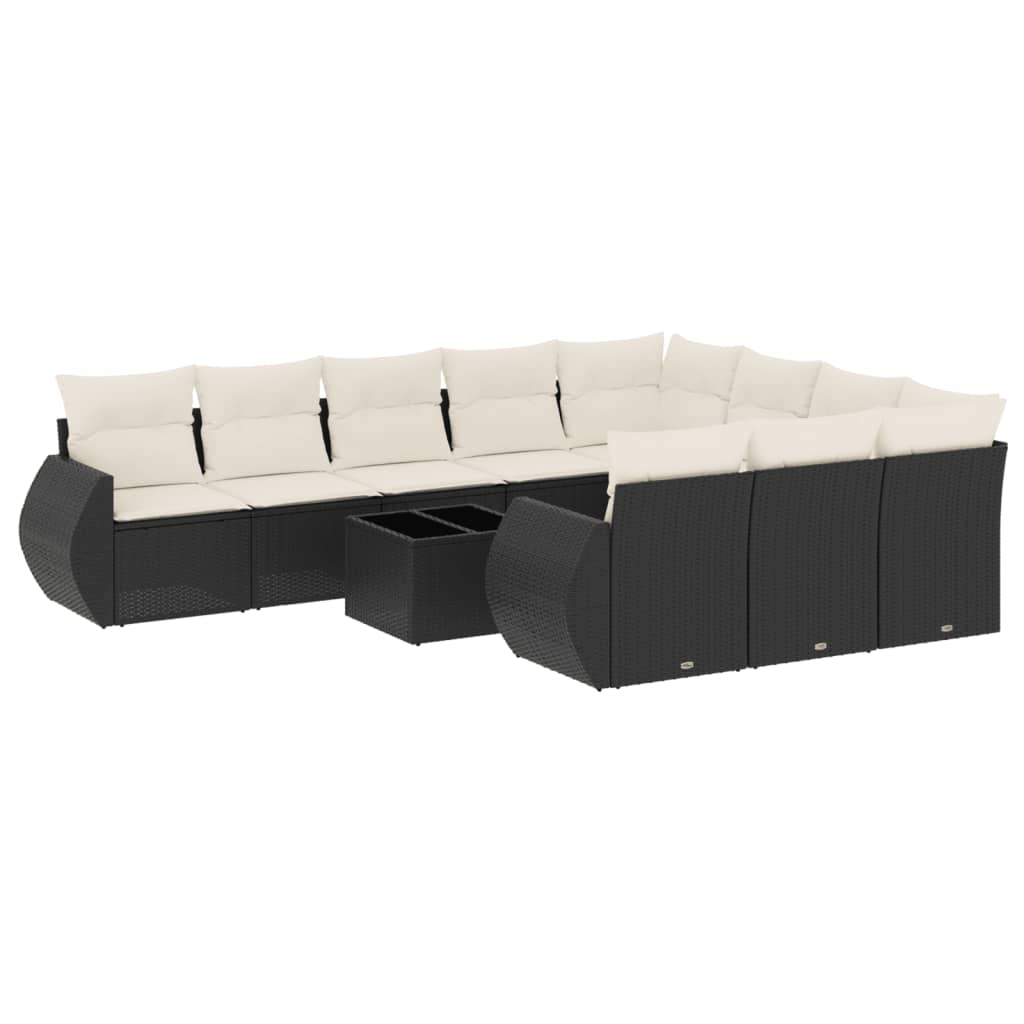 sofasæt til haven 11 dele med hynder polyrattan sort