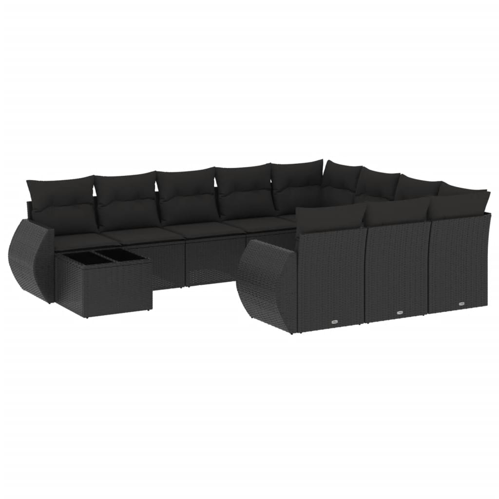 sofasæt til haven 11 dele med hynder polyrattan sort