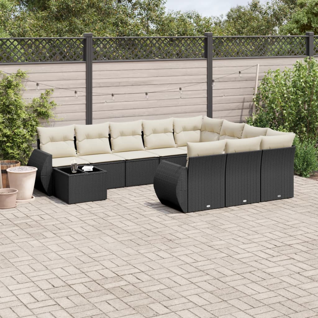 sofasæt til haven 11 dele med hynder polyrattan sort
