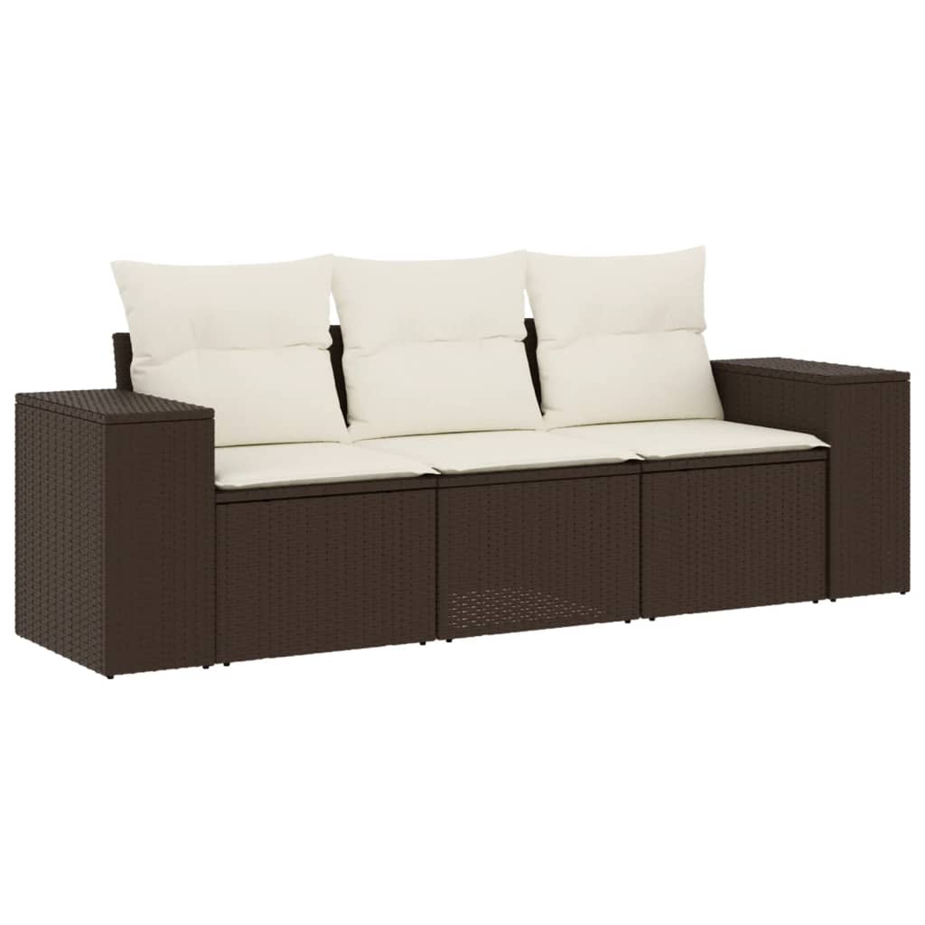 sofasæt til haven 3 dele med hynder polyrattan brun