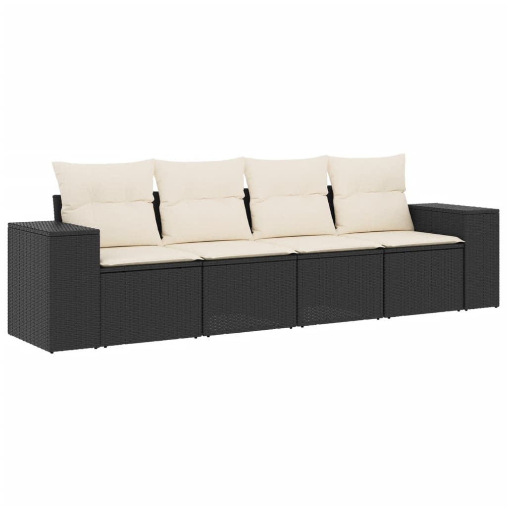 sofasæt til haven 4 dele med hynder polyrattan sort