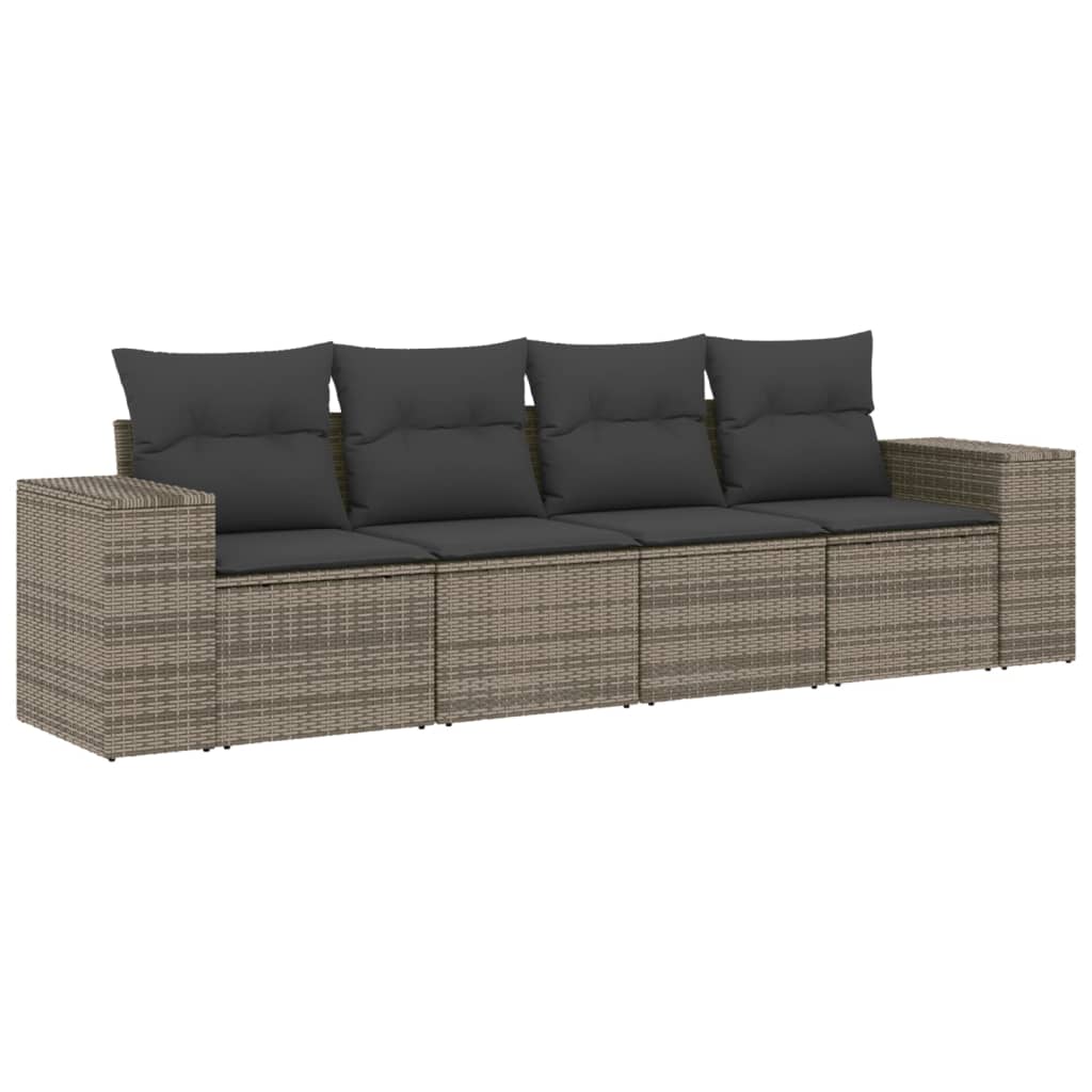 sofasæt til haven 4 dele med hynder polyrattan grå