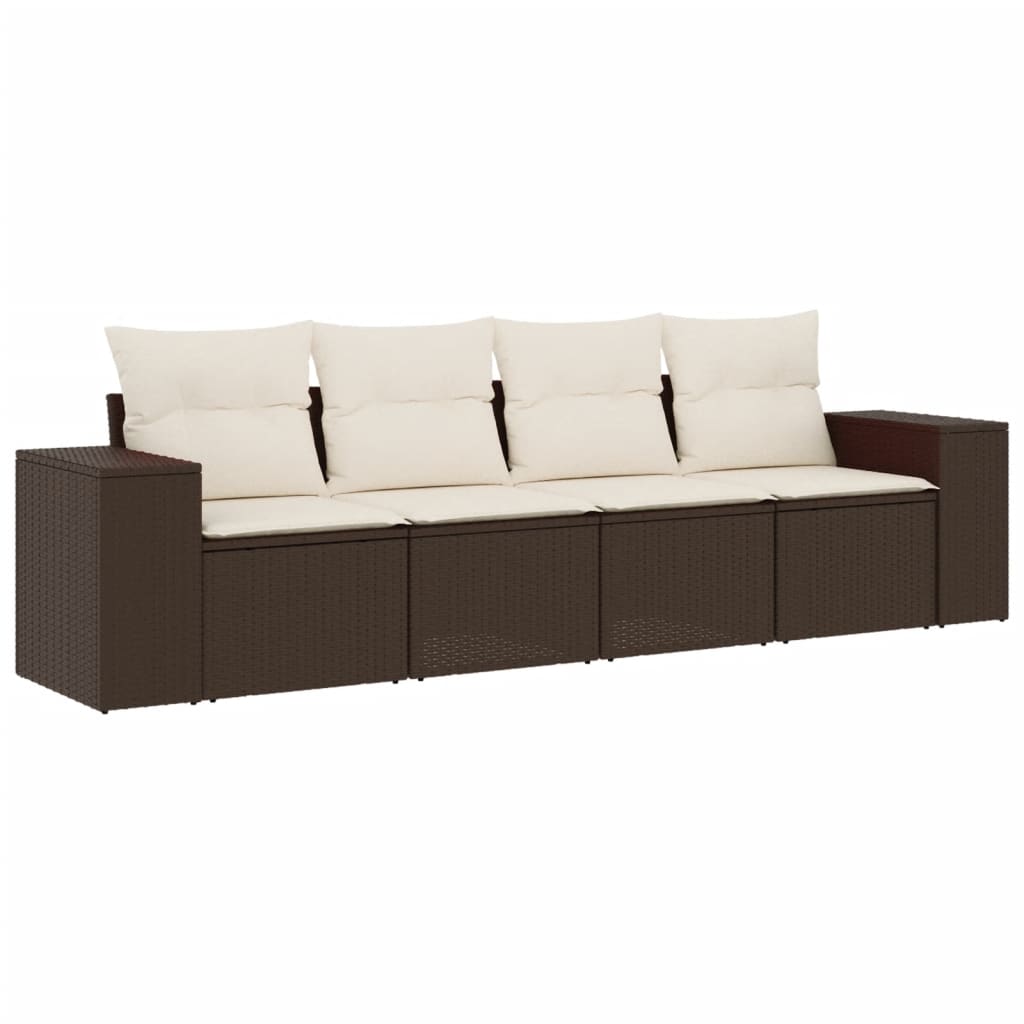 sofasæt til haven 4 dele med hynder polyrattan brun