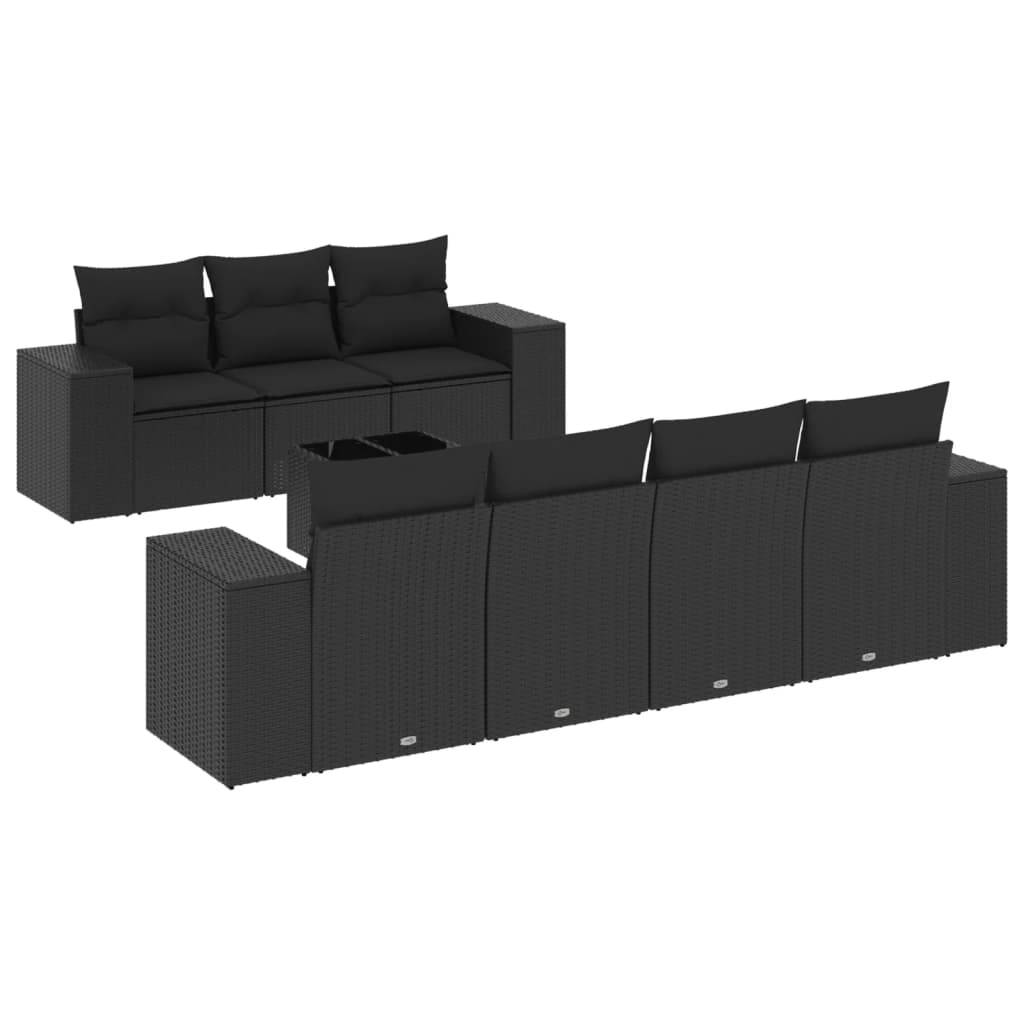 sofasæt til haven 8 dele med hynder polyrattan sort
