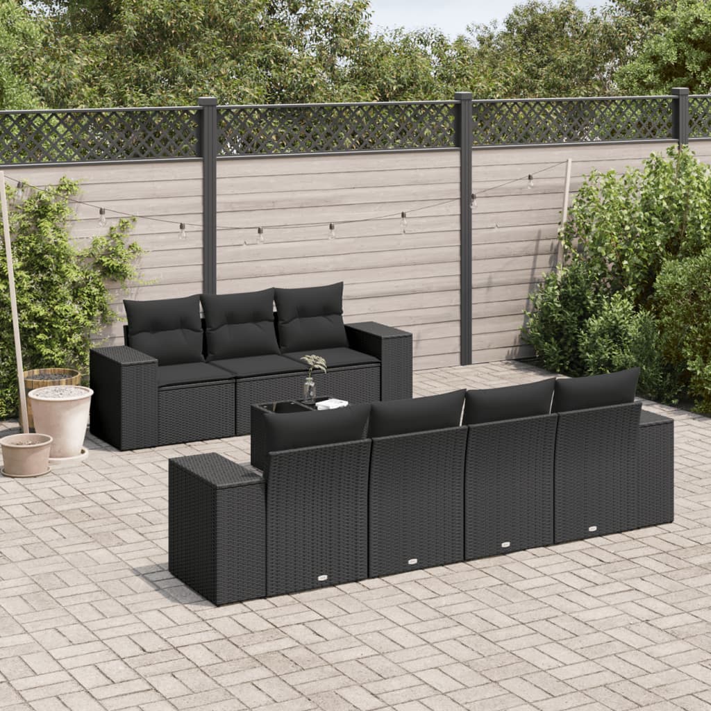 sofasæt til haven 8 dele med hynder polyrattan sort