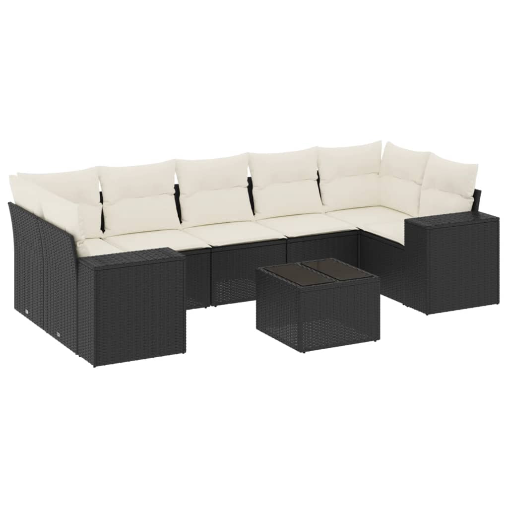 sofasæt til haven 8 dele med hynder polyrattan sort