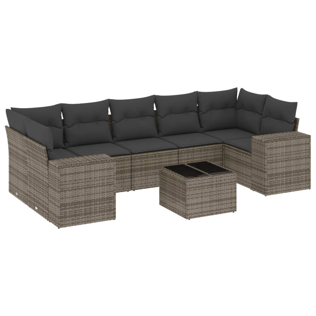 sofasæt til haven 8 dele med hynder polyrattan grå