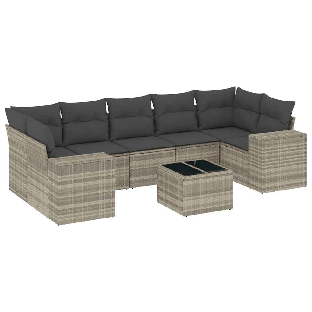 sofasæt til haven 8 dele med hynder polyrattan lysegrå
