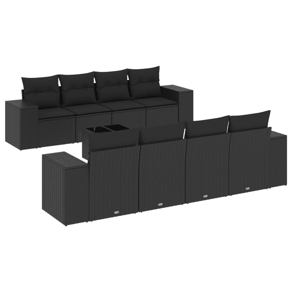 sofasæt til haven 9 dele med hynder polyrattan sort