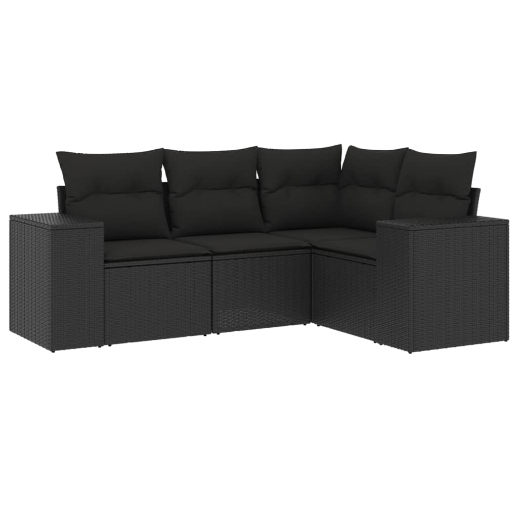sofasæt til haven 4 dele med hynder polyrattan sort