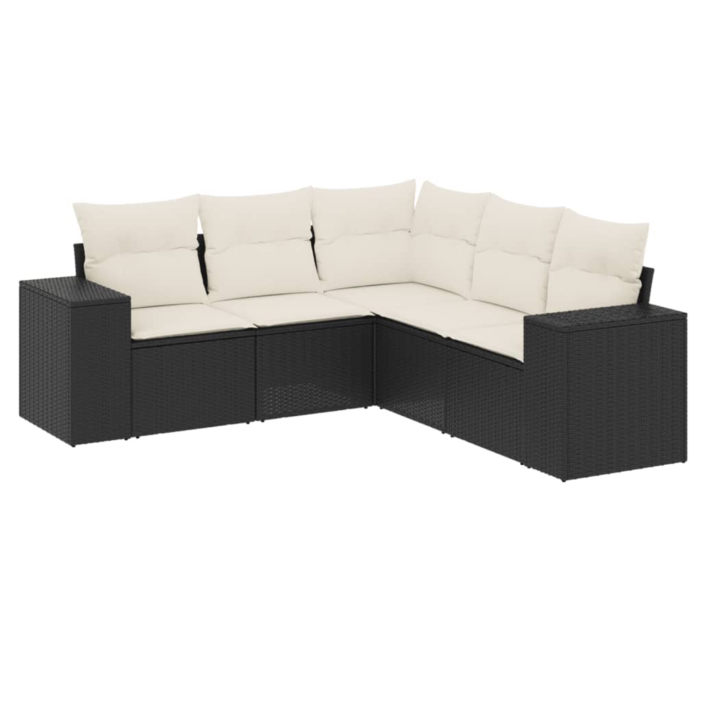sofasæt til haven 5 dele med hynder polyrattan sort