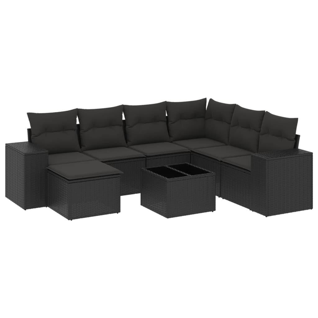 sofasæt til haven 8 dele med hynder polyrattan sort