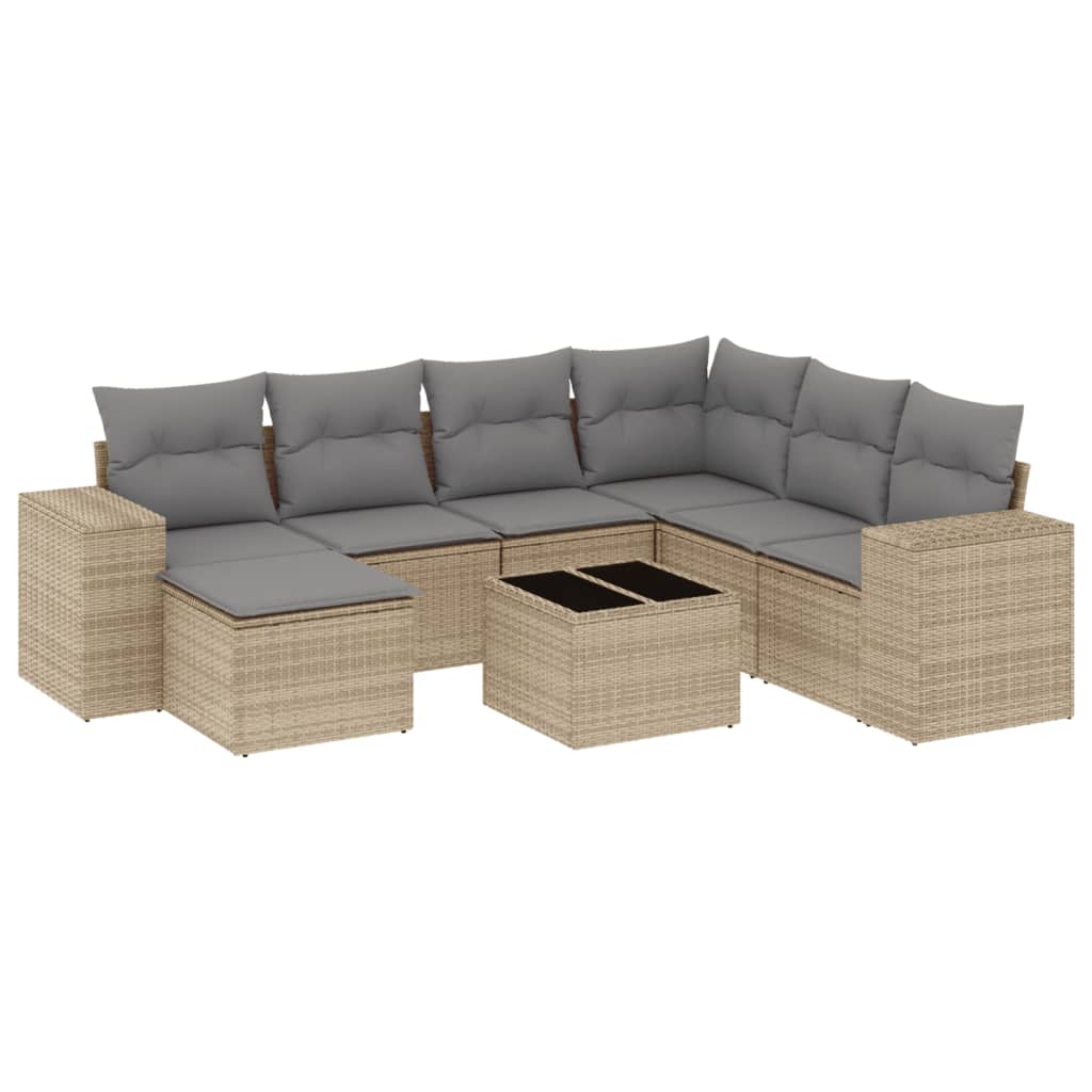 sofasæt til haven 8 dele med hynder polyrattan beige