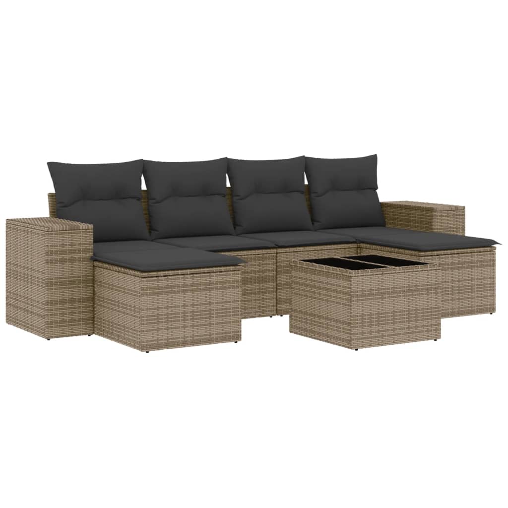 sofaesæt til haven 7 dele med hynder polyrattan grå