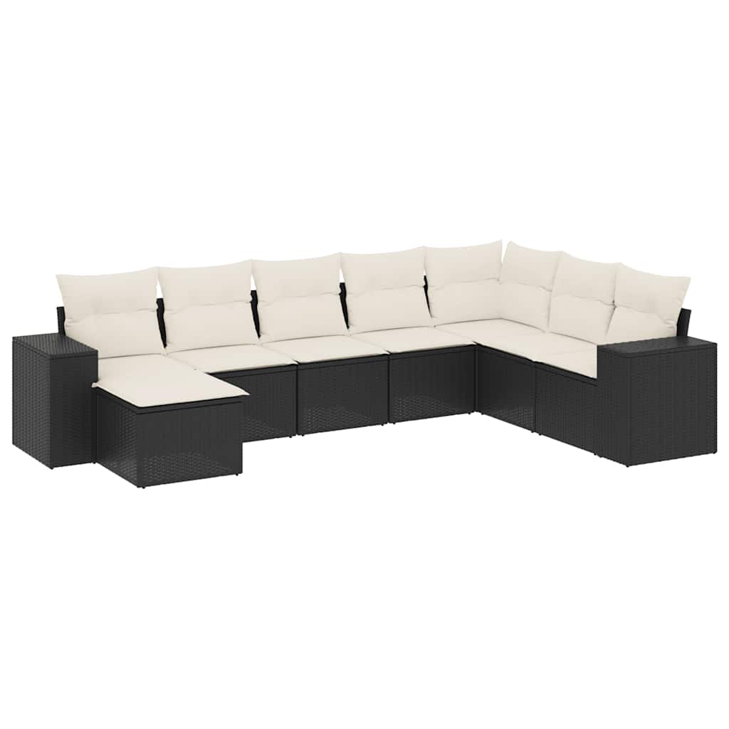 sofasæt til haven 8 dele med hynder polyrattan sort